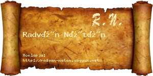 Radván Nátán névjegykártya